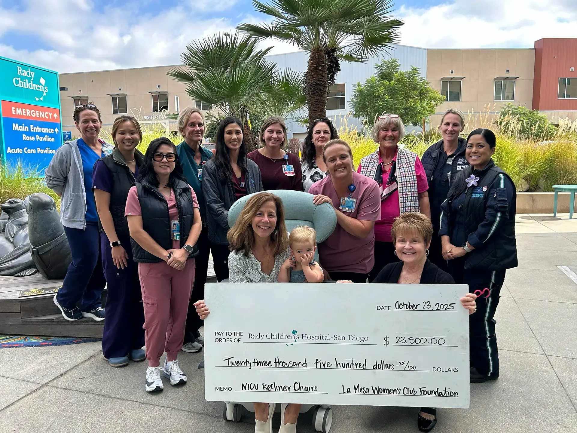 Big Check Donation to Rady's Children Hospital NICU