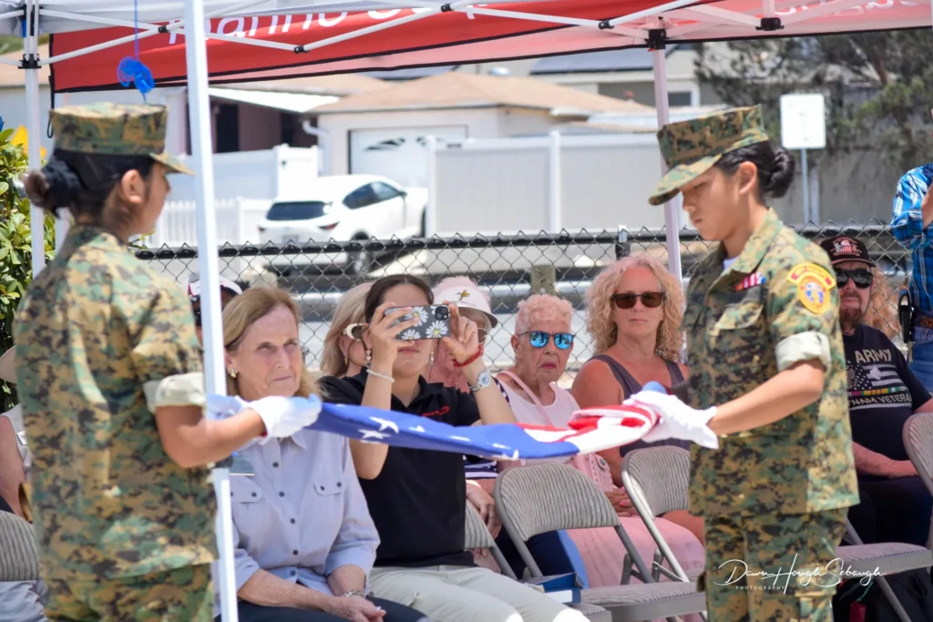 Young Marines presenting the American flag during an America 250 celebration