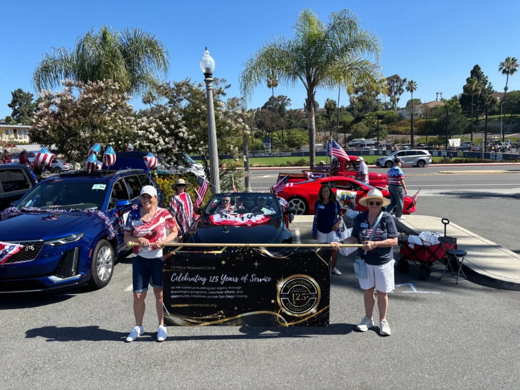 La Mesa Woman’s Club members walking in the La Mesa Flag Day Parade