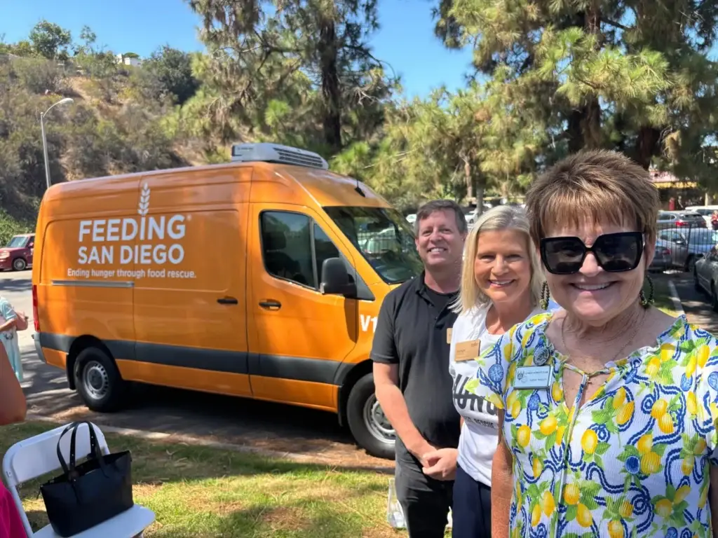 La Mesa Woman’s Club members with donated food collected for local families